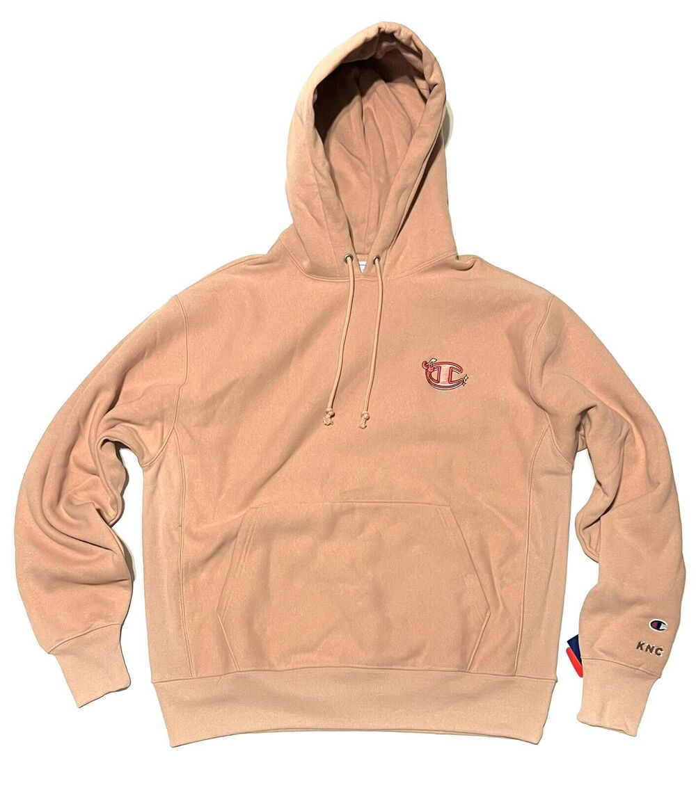 Champion x KNC Beauty Reverse Weave Hoodie Boyfriend Sweatshirt Size L LARGE Pnk
